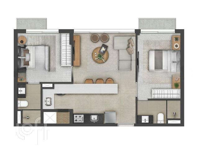 Apartamento com 60m², 2 dormitórios, 2 suítes, 2 vagas, Cidade Baixa em Porto Alegre