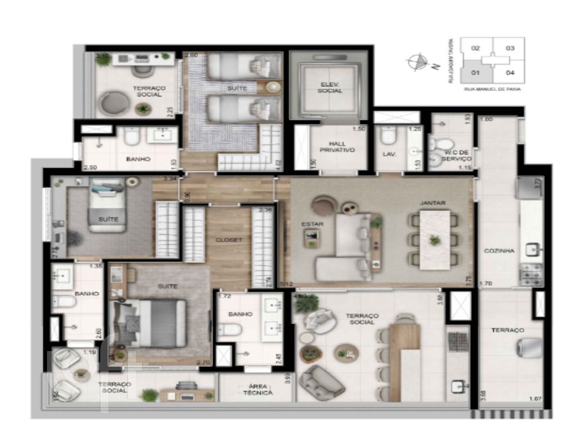 Apartamento à venda com 3 quartos, 140m² - Foto 2