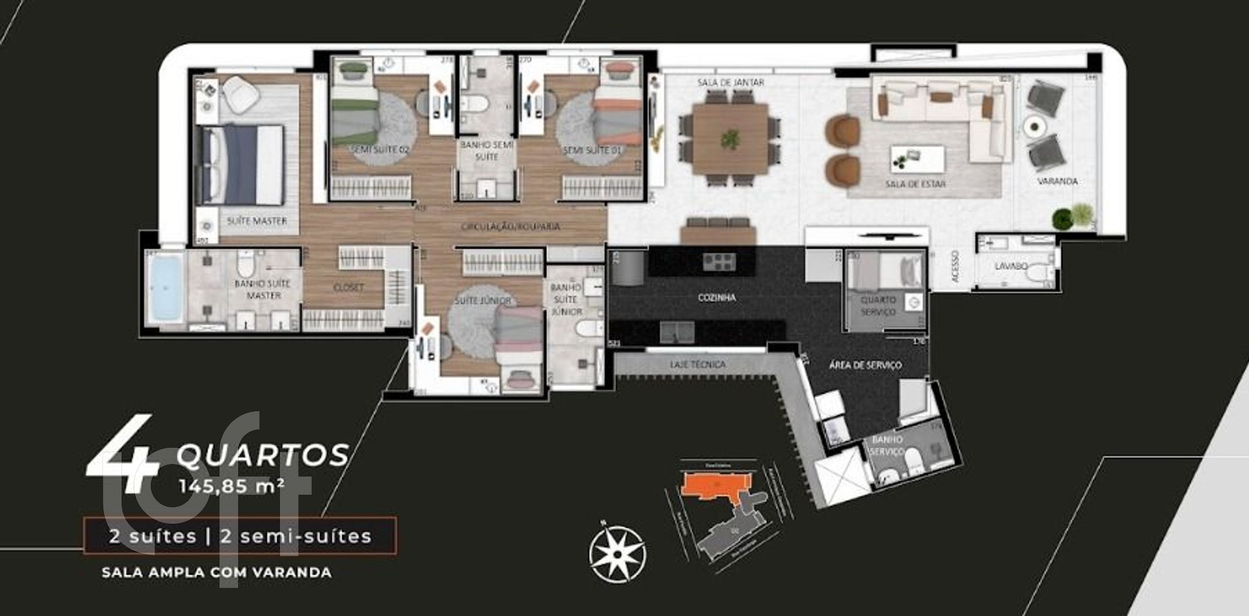 Apartamento à venda com 4 quartos, 146m² - Foto 4