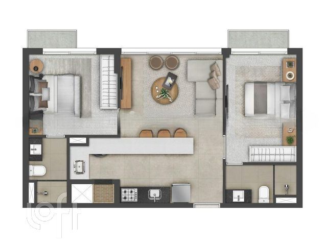 Apartamento com 60m², 2 dormitórios, 2 suítes, 2 vagas, Cidade Baixa em Porto Alegre