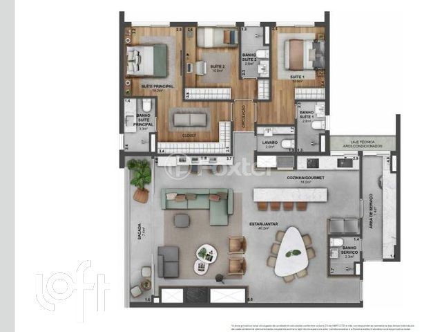 Apartamento com 151m², 3 dormitórios, 3 suítes, 3 vagas, Menino Deus em Porto Alegre