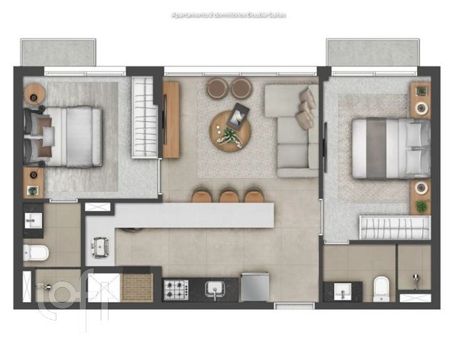 Apartamento com 60m², 2 dormitórios, 2 vagas, Cidade Baixa em Porto Alegre