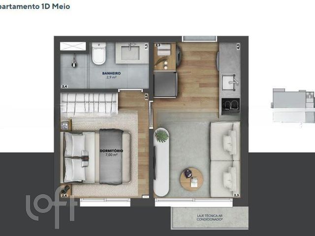 Apartamento com 26m², 1 dormitório, 1 suíte, Auxiliadora em Porto Alegre