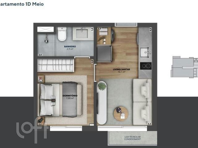Apartamento com 26m², 1 dormitório, 1 suíte, Auxiliadora em Porto Alegre