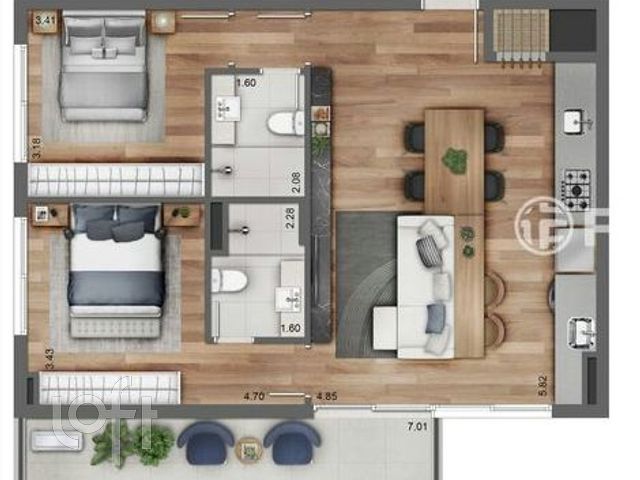 Apartamento com 80m², 2 dormitórios, 2 suítes, 2 vagas, Petrópolis em Porto Alegre