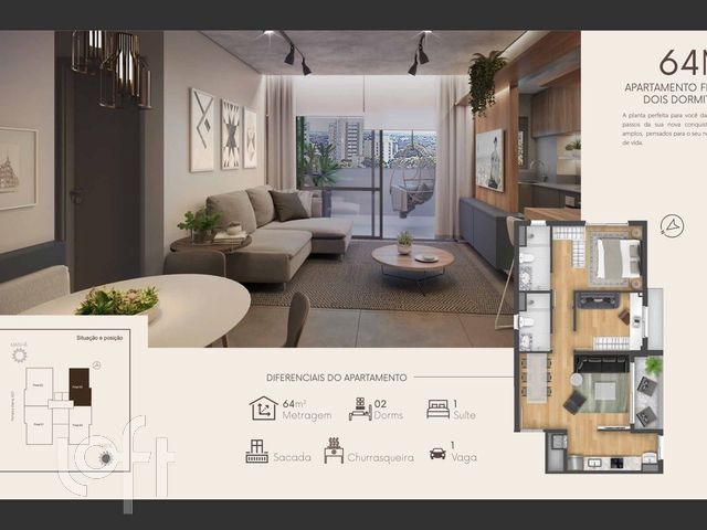 Apartamento com 64m², 2 dormitórios, 1 suíte, 1 vaga, Petrópolis em Porto Alegre