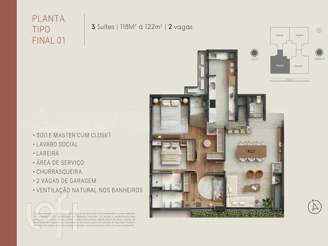 Apartamento com 105m², 3 dormitórios, 3 suítes, 2 vagas, Rio Branco em Porto Alegre