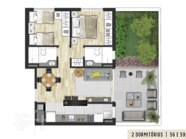 Apartamento com 58m², 2 dormitórios, 1 suíte, 1 vaga, Santana em Porto Alegre