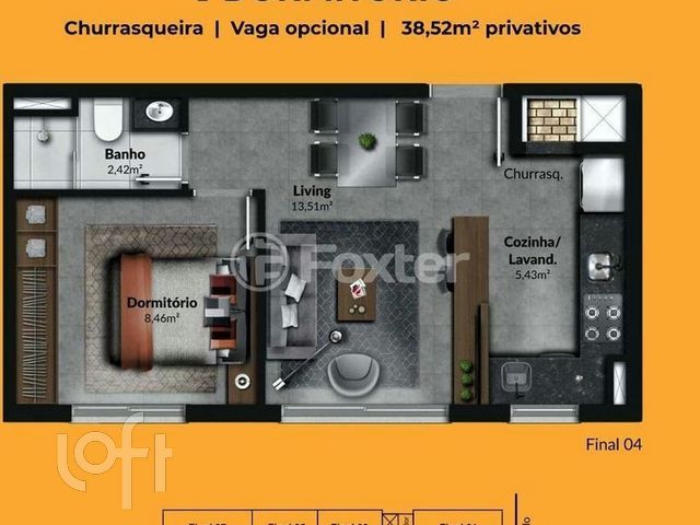 Apartamento com 38m², 1 dormitório, 1 suíte, 1 vaga, Santana em Porto Alegre