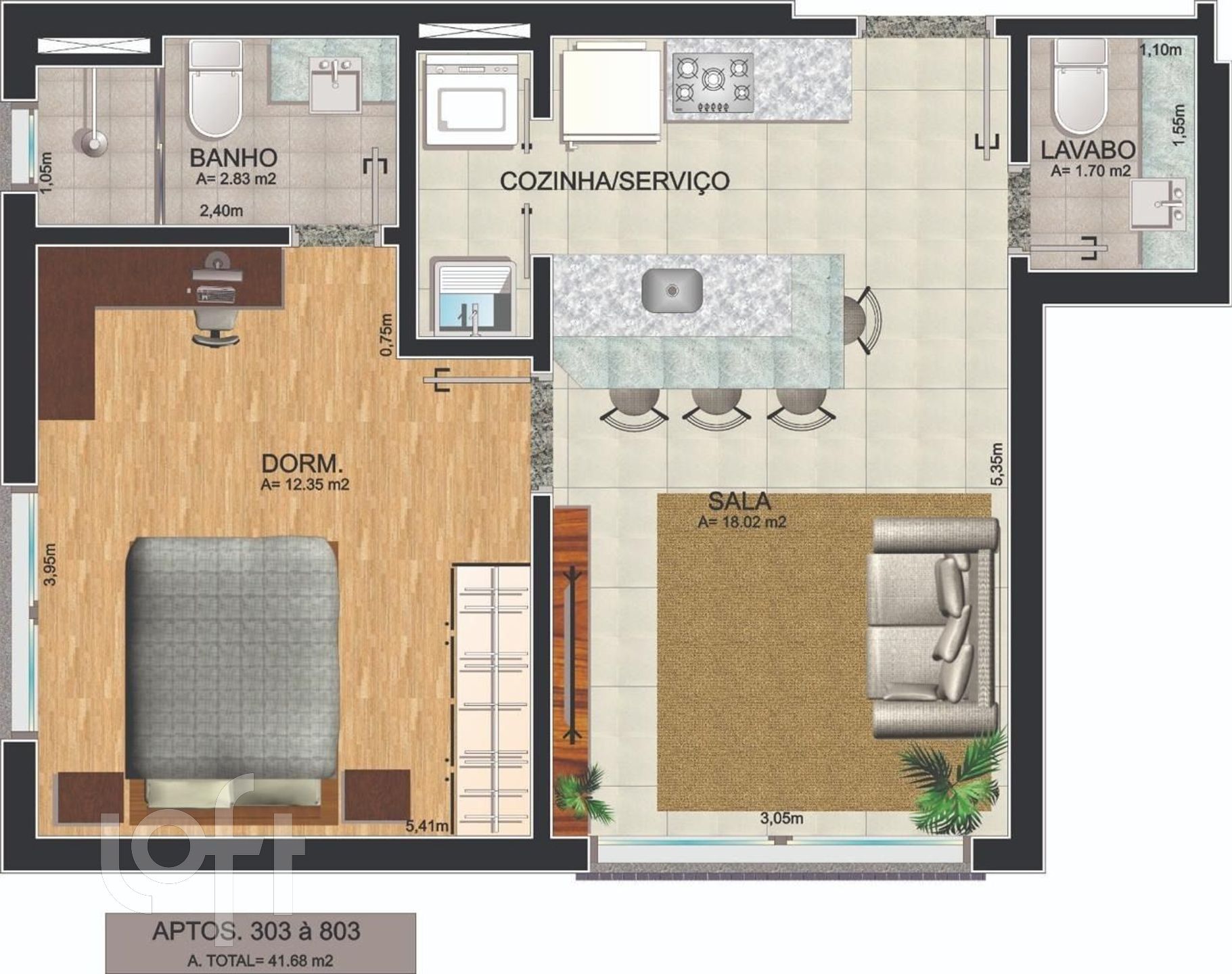 Apartamento com 41m², 1 dormitório, 1 suíte, 1 vaga, Cristo Redentor em Porto Alegre
