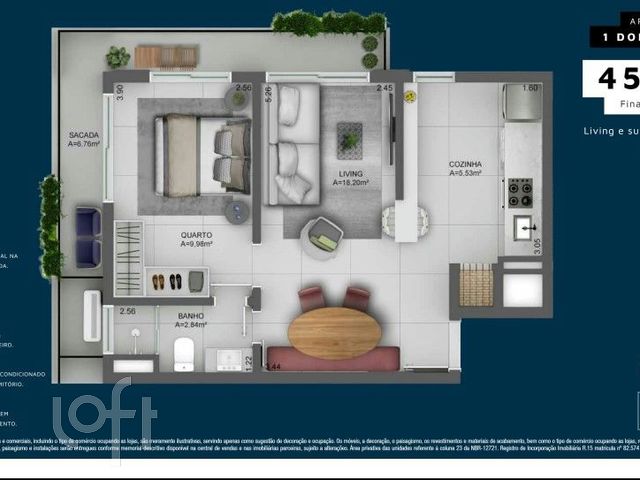 Apartamento com 45m², 1 dormitório, 1 suíte, 1 vaga, Cidade Baixa em Porto Alegre