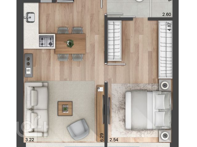 Apartamento com 43m², 1 dormitório, 1 suíte, 1 vaga, Menino Deus em Porto Alegre