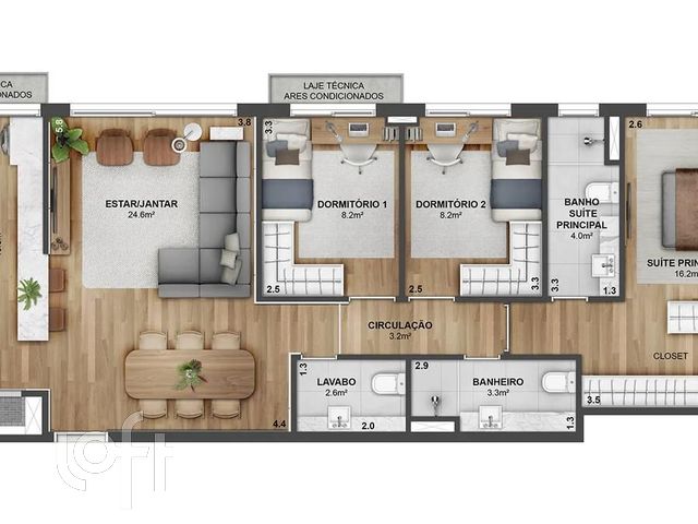 Apartamento com 98m², 3 dormitórios, 1 suíte, 2 vagas, Menino Deus em Porto Alegre