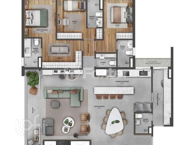 Apartamento com 151m², 3 dormitórios, 3 suítes, 3 vagas, Menino Deus em Porto Alegre