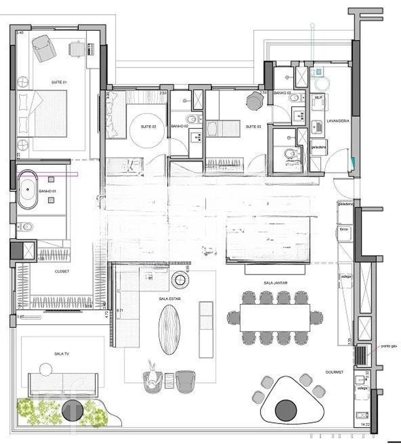 Apartamento à venda com 4 quartos, 210m² - Foto 2