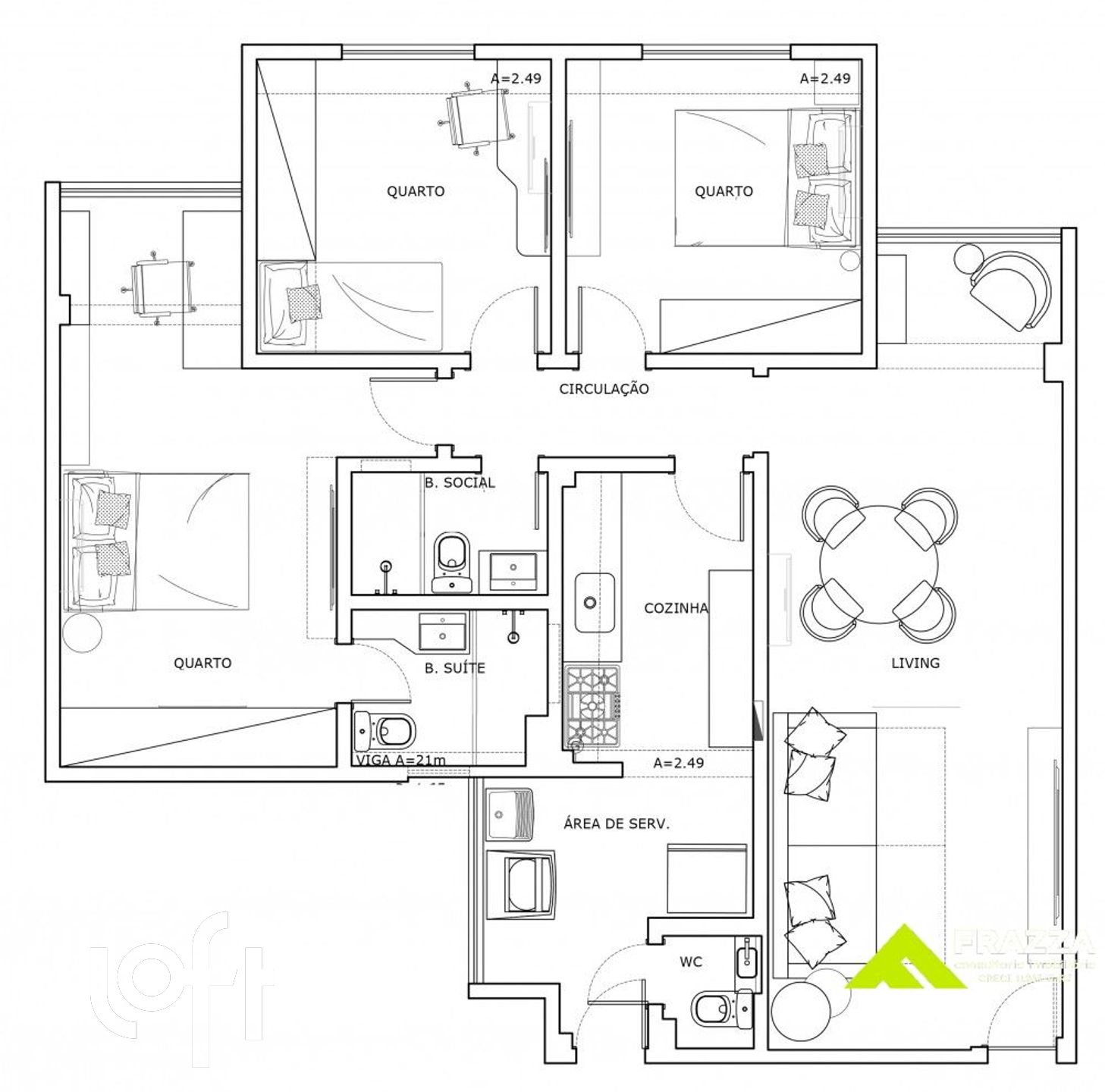 Apartamento à venda com 3 quartos, 90m² - Foto 3