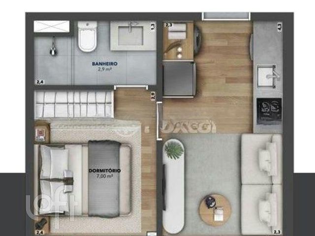 Apartamento com 26m², 1 dormitório, 1 suíte, Auxiliadora em Porto Alegre