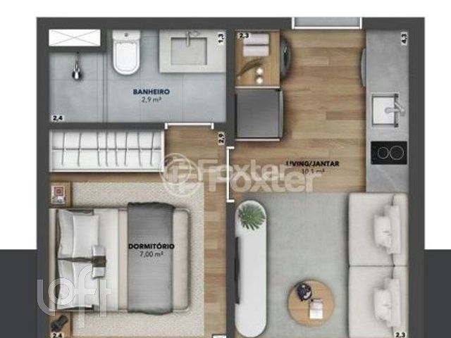 Apartamento com 26m², 1 dormitório, 1 suíte, Auxiliadora em Porto Alegre