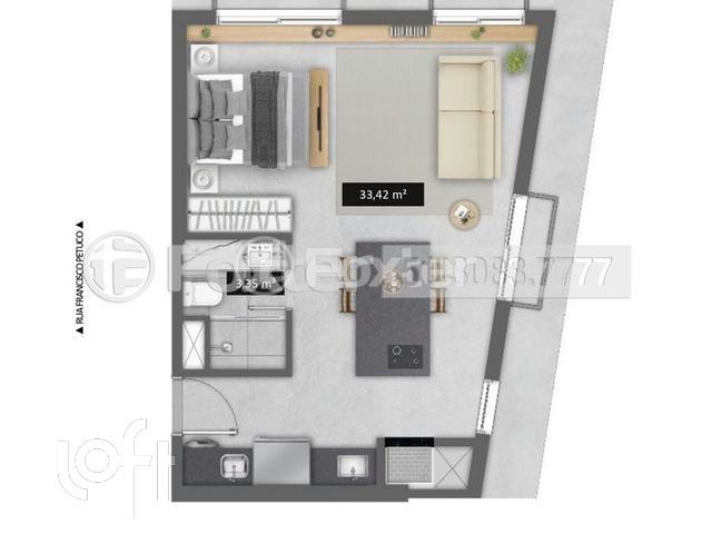 Apartamento com 44m², 1 dormitório, 1 vaga, Boa Vista em Porto Alegre