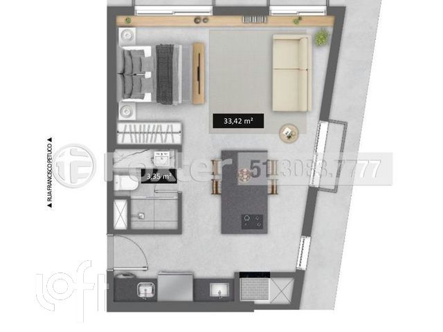 Apartamento com 44m², 1 dormitório, 1 vaga, Boa Vista em Porto Alegre