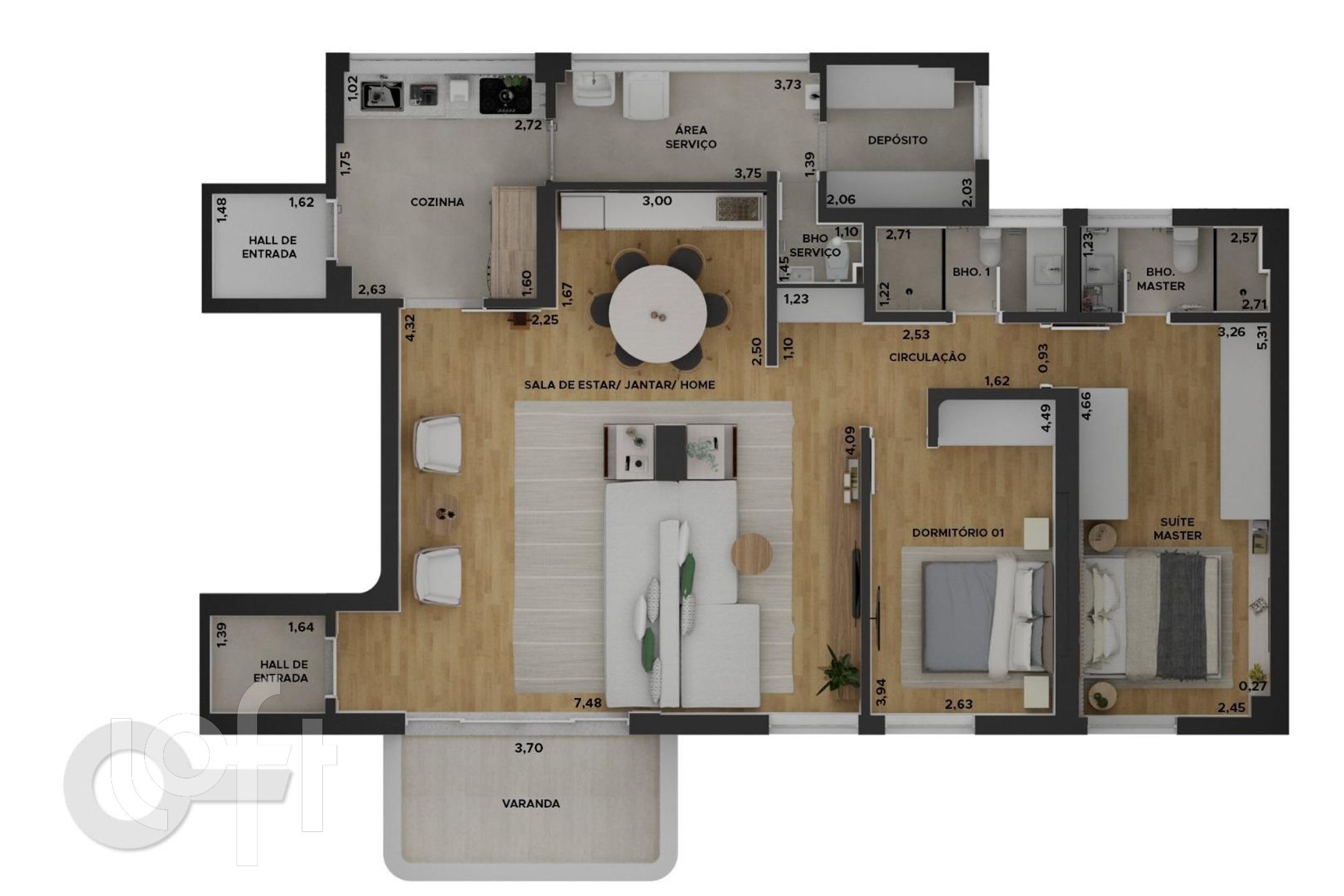 Apartamento à venda com 2 quartos, 121m² - Foto 3